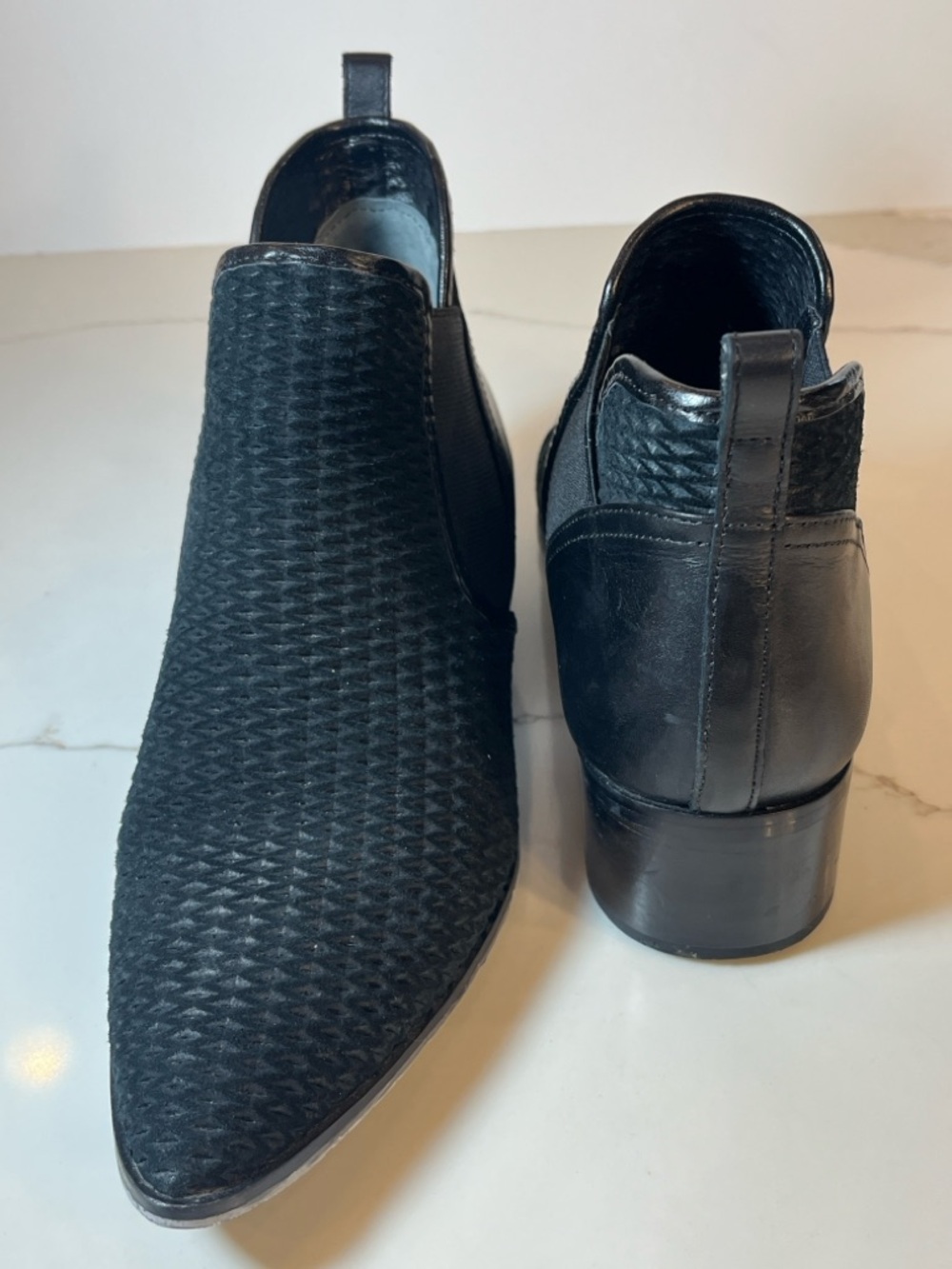 Donald J. Pliner Black Woven Leather Chelsea Ankle Boots - Picture 5 of 14